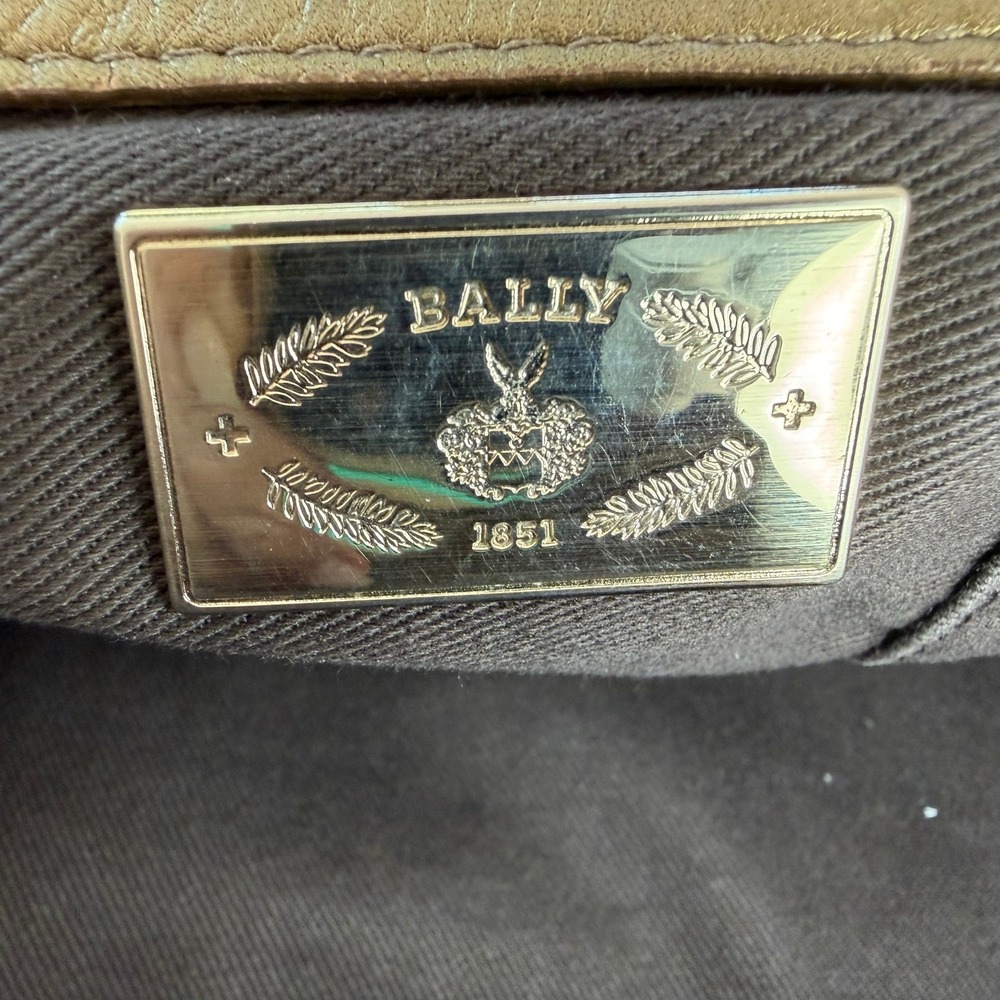Bally Metallic Gold Leather Satchel Handbag Knotted Handles EUC Italy Purse - Picture 15 of 16